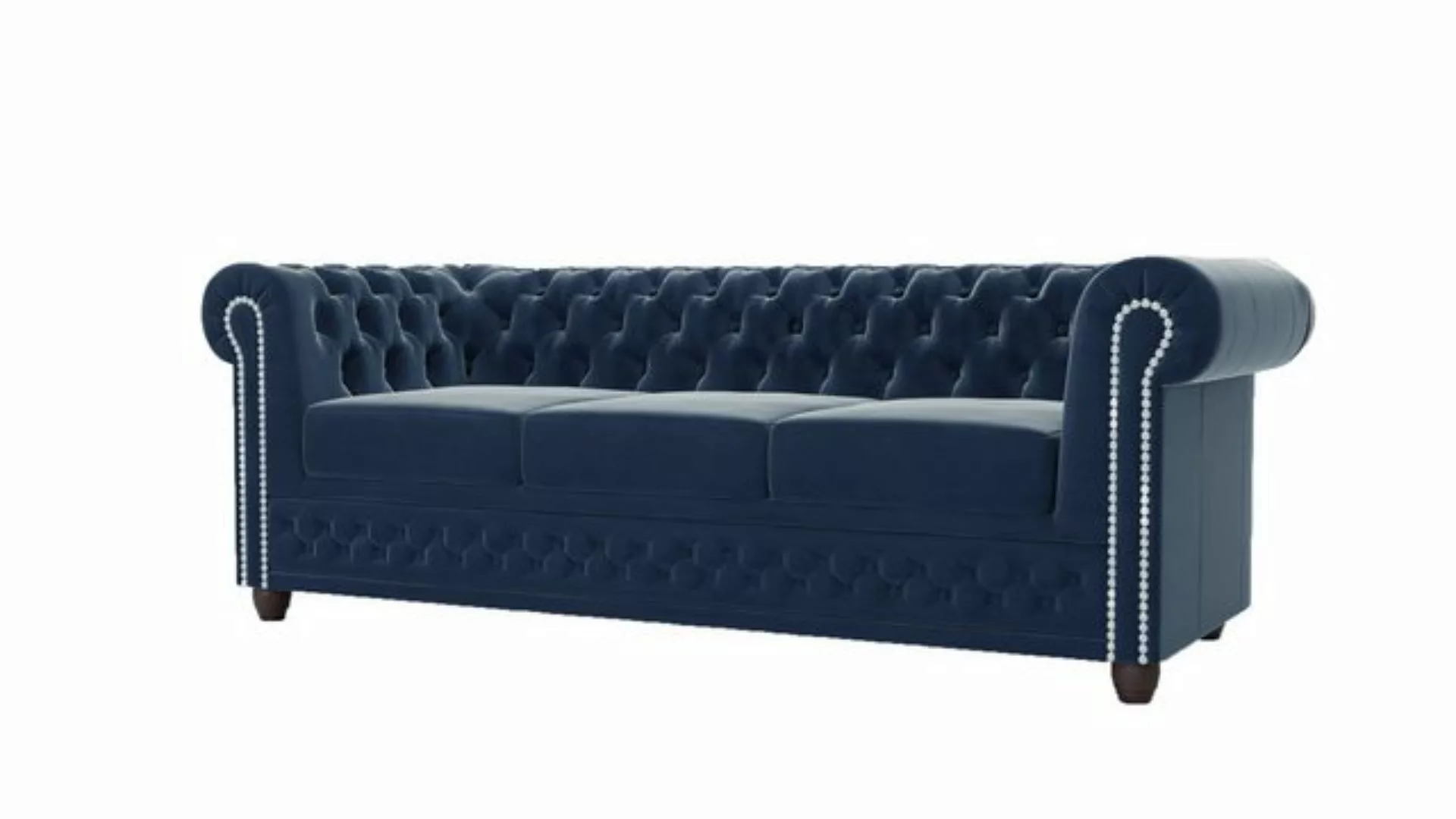 S-Style Möbel Chesterfield-Sofa Lena 3-Sitzer mit Schlaffunktion Samt Bezug günstig online kaufen