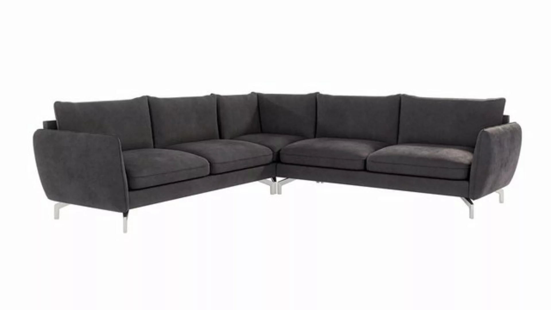 S-Style Möbel Ecksofa Modernes Benita mit Silber Metall Füßen, Ottomane lin günstig online kaufen