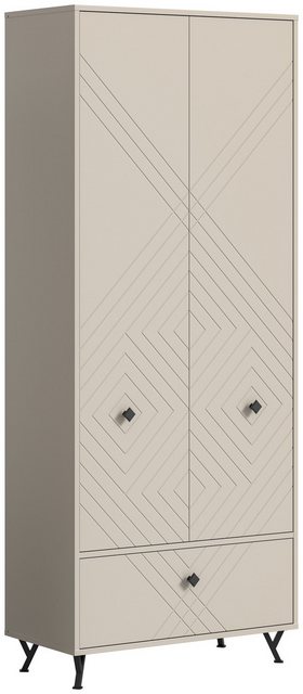xonox.home Garderobenschrank in Sandbeige Matt - 80x190x35cm (BxHxT) günstig online kaufen