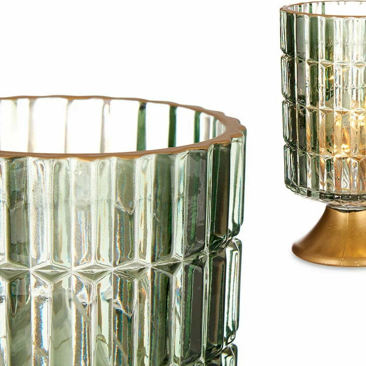 Led-laterne Metall Golden Grün Glas (10,7 X 18 X 10,7 Cm) günstig online kaufen