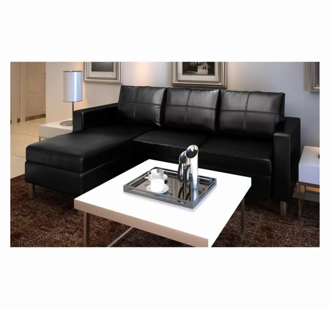 vidaXL Sofa L-förmiges Sofa 3-Sitzer Kunstleder Schwarz günstig online kaufen