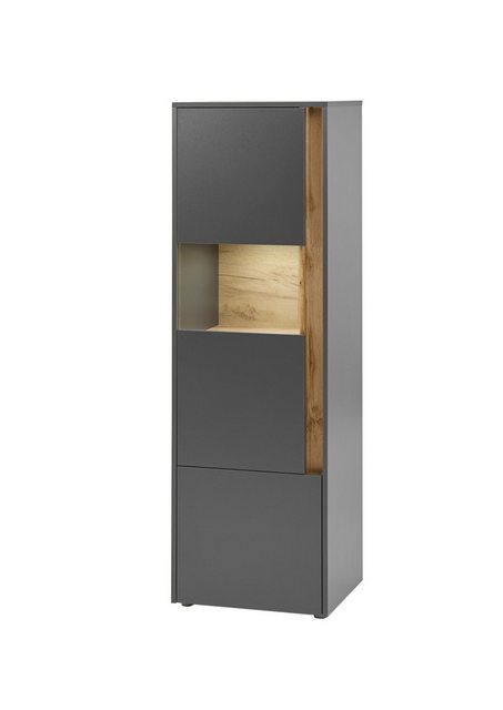 Furn.Design Standvitrine Center (Vitrinenschrank in grau mit Eiche, 50 x 15 günstig online kaufen