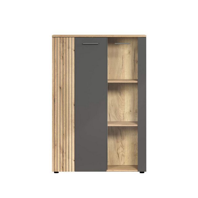 ebuy24 Vitrine Esteban Vitrinenschrank grau, Eiche dekor. günstig online kaufen