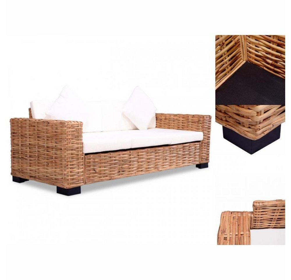 vidaXL Sofa 3-Sitzer-Sofa Natürliches Rattan Couch günstig online kaufen