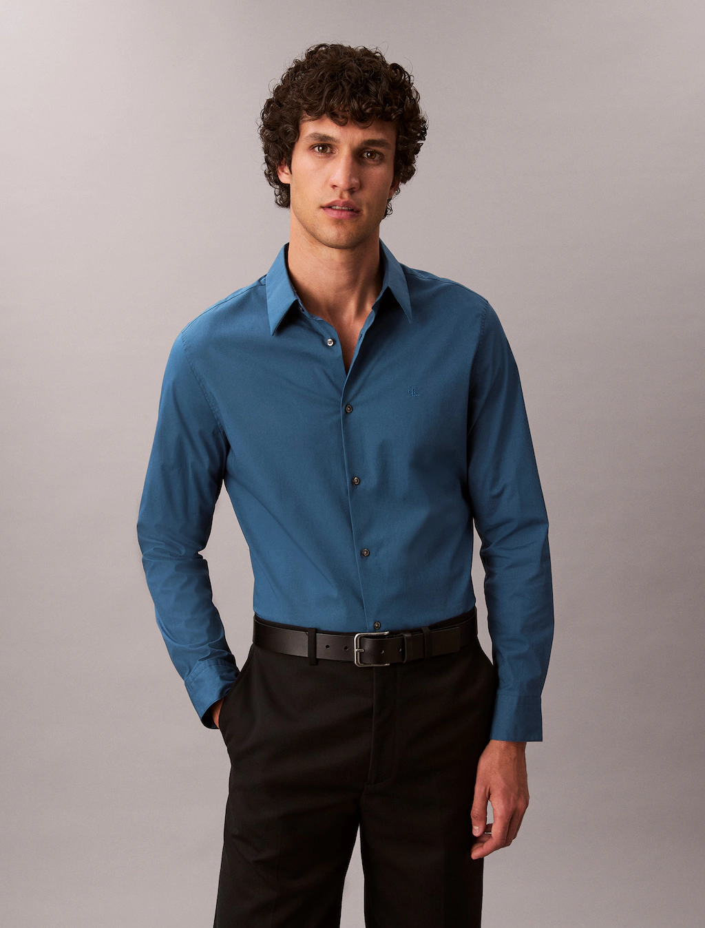 Calvin Klein Langarmhemd "LONG SLEEVE SOLID STRETCH SLIM SHIRT", in Unifarb günstig online kaufen