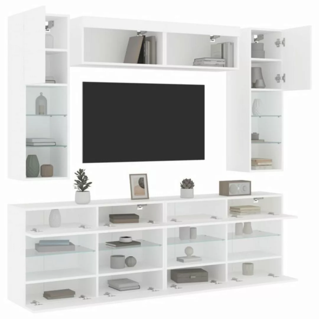 vidaXL TV-Schrank 6-tlg. TV-Wohnwand mit LED-Leuchten Weiß (1-St) günstig online kaufen