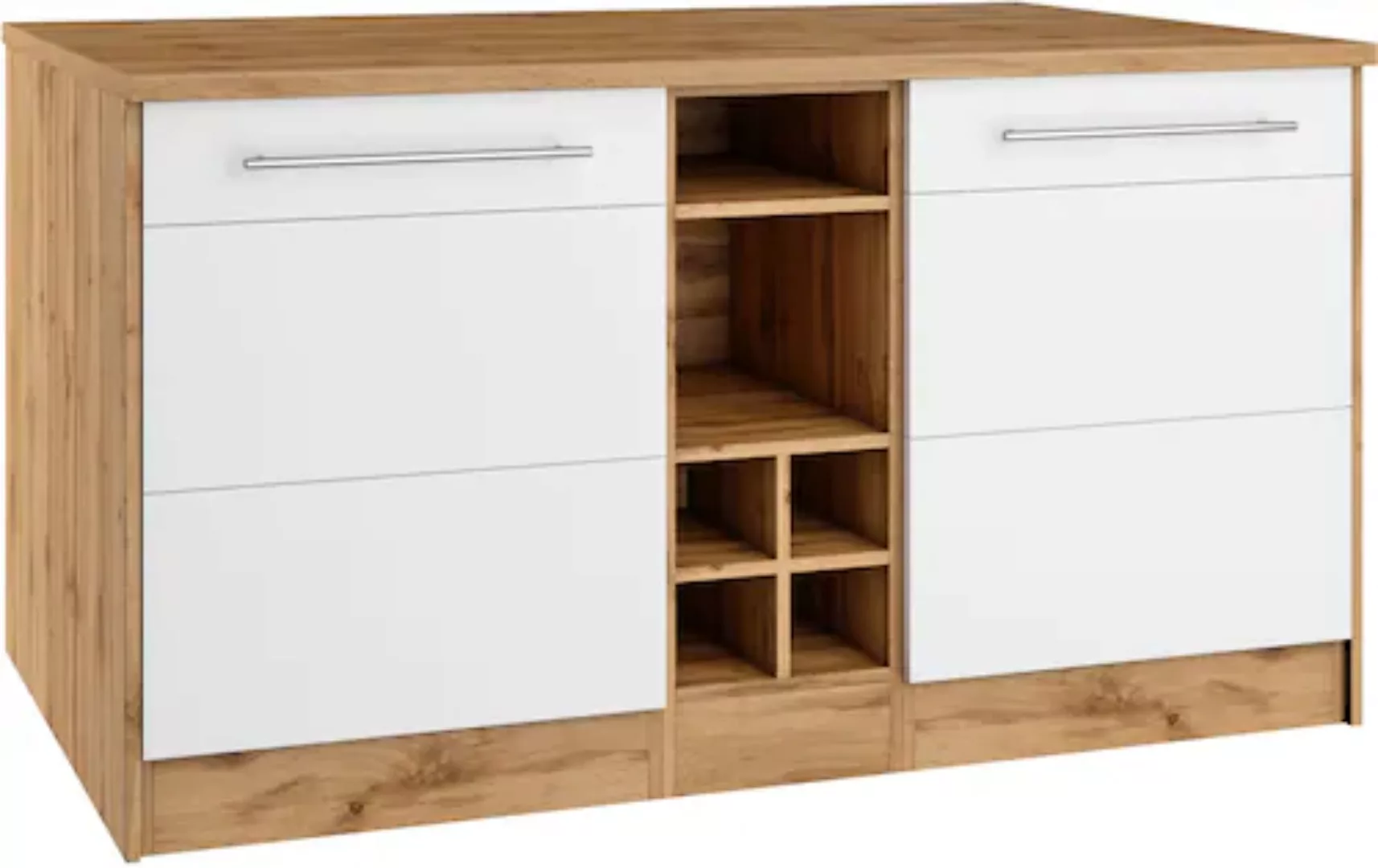 KOCHSTATION Kücheninsel "KS-Wien", Breite 153 cm, MDF-Fronten, Flaschenrega günstig online kaufen