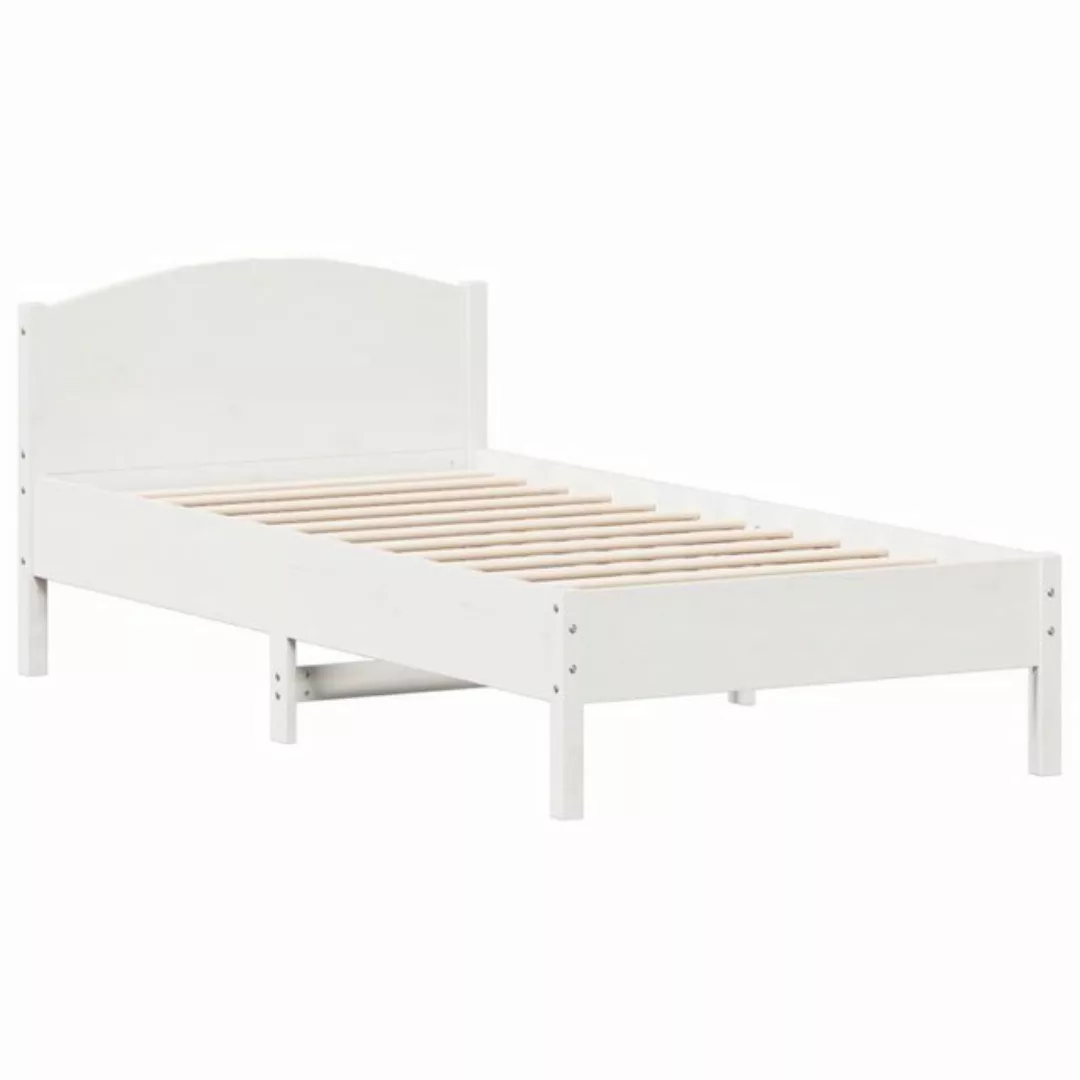 vidaXL Bettgestell Massivholzbett mit Kopfteil Weiß 75x190 cm Kiefer Bett B günstig online kaufen