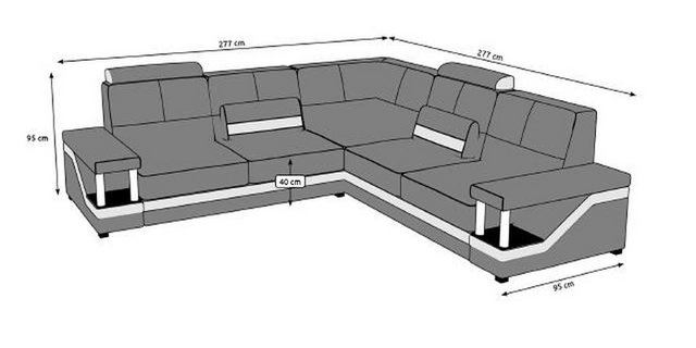 JVmoebel Ecksofa Ledersofa Eckcouch Sofa + USB Poster Eckgarnitur Sofas Sto günstig online kaufen