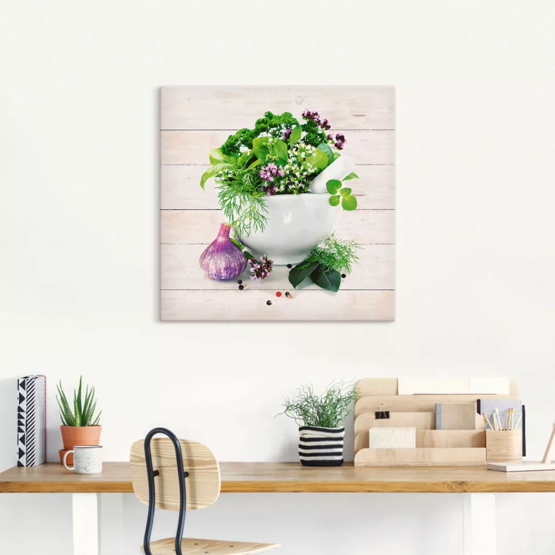 Artland Wandbild »Heilkräuter auf weißem Hintergrund Küche«, Arrangements, günstig online kaufen