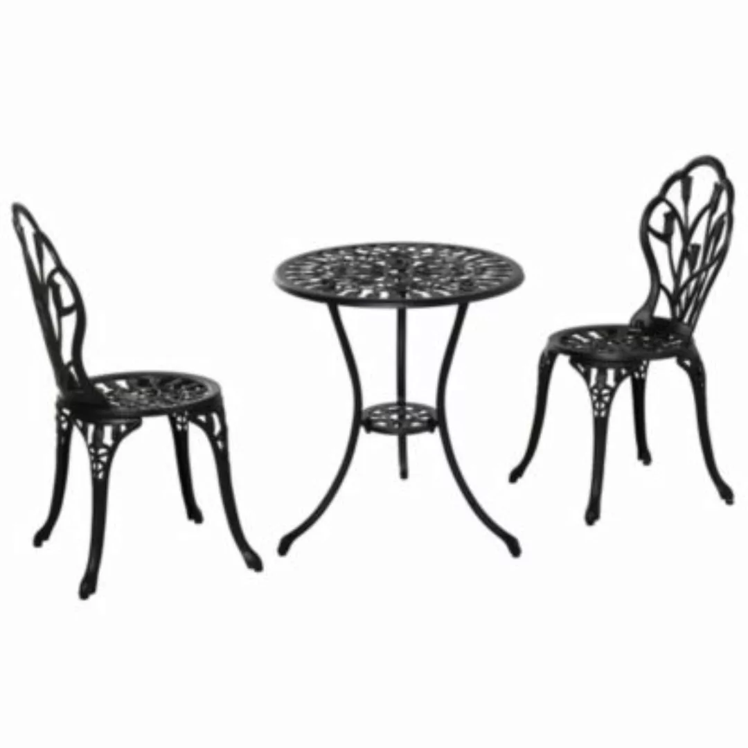 Outsunny Gartenmöbel-Set mit Blumen Design schwarz günstig online kaufen