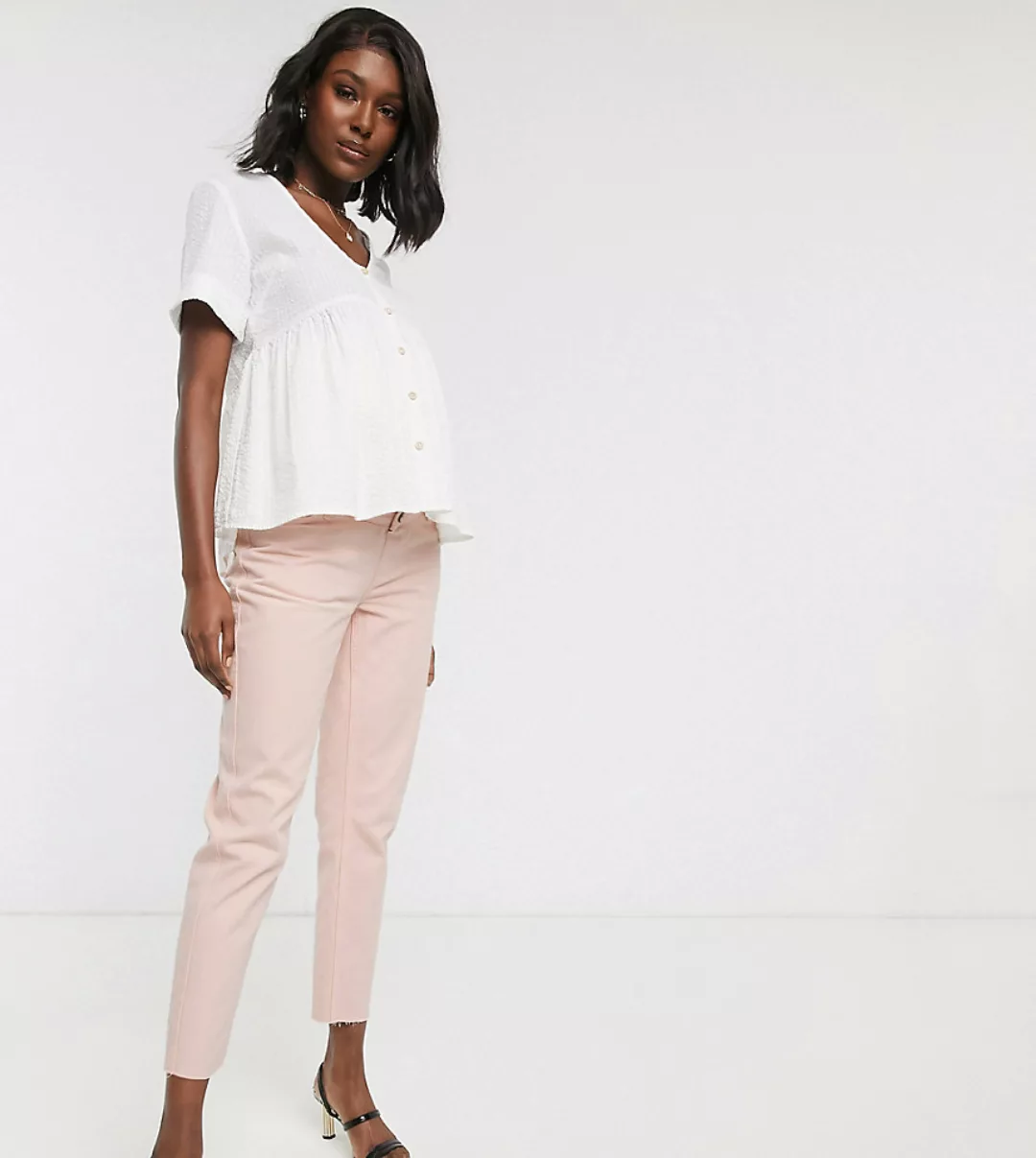 ASOS DESIGN Maternity – Mom-Jeans mit Überbauchbund in verwaschenem Rosa günstig online kaufen