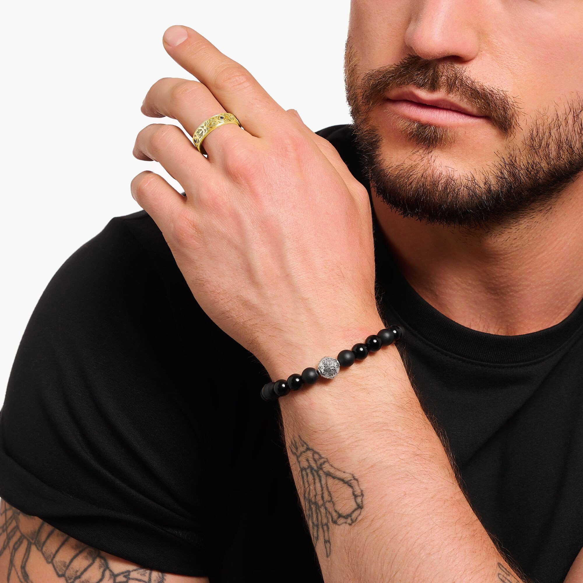THOMAS SABO Silberring mit Muster vergoldet günstig online kaufen
