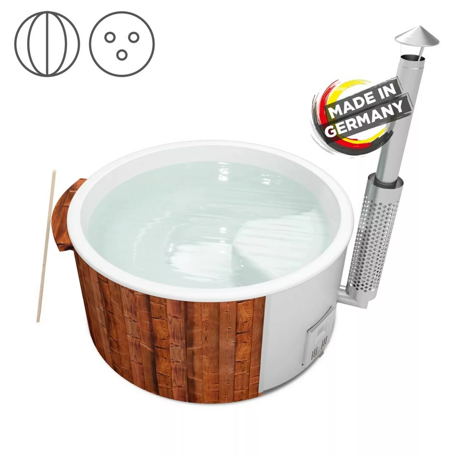 Holzklusiv Hot Tub Saphir 200 Thermoholz Basic Deluxe Wanne Weiß günstig online kaufen