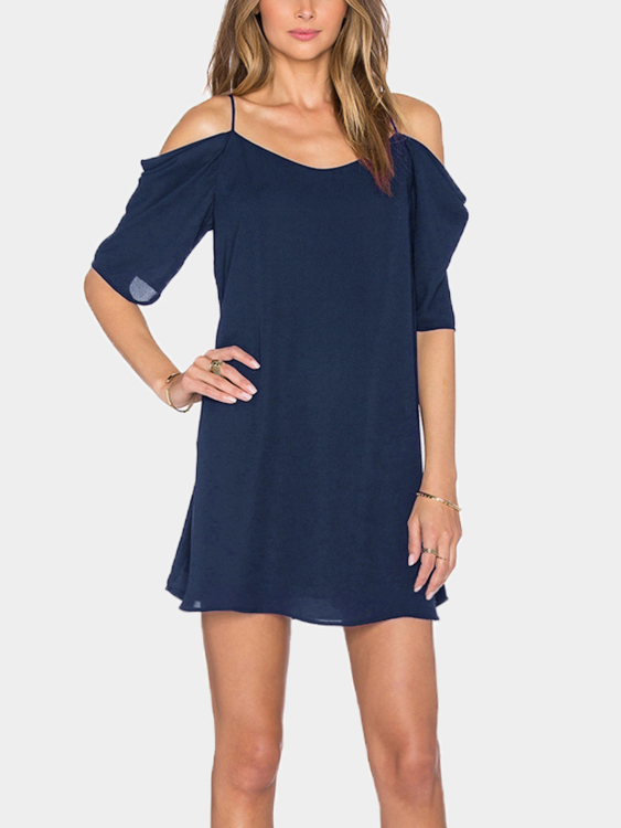 Navy Cold Shoulder Mini Kleid günstig online kaufen