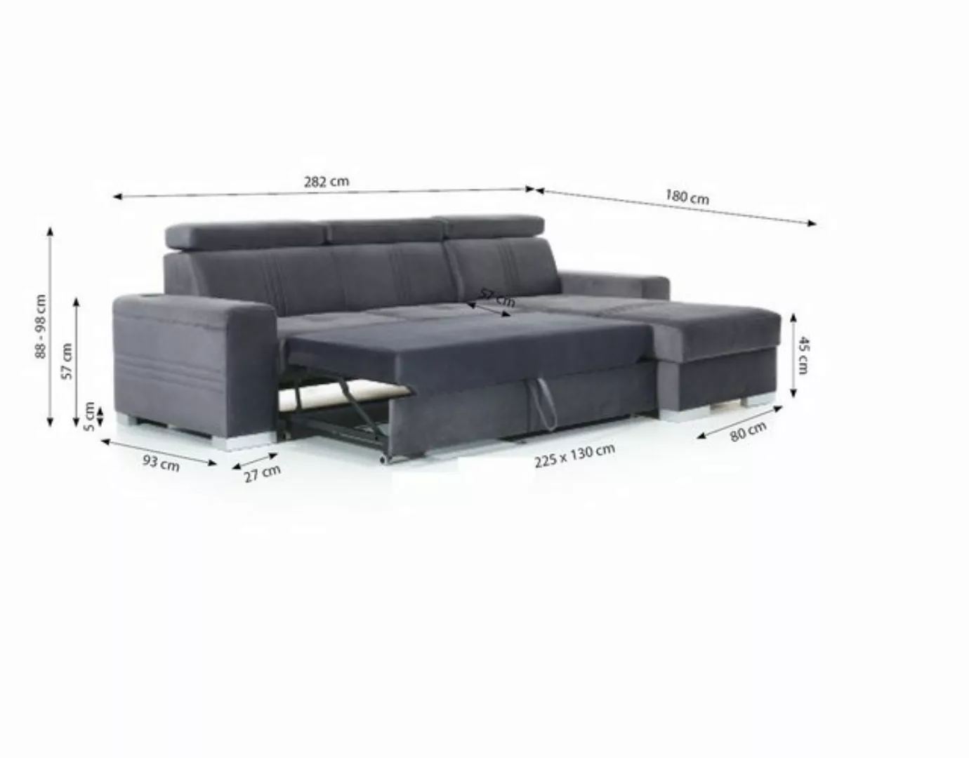 Fun Möbel Ecksofa Ecksofa Schlafsofa NOLAN XS inkl. USB-Anschluss, inkl. Be günstig online kaufen