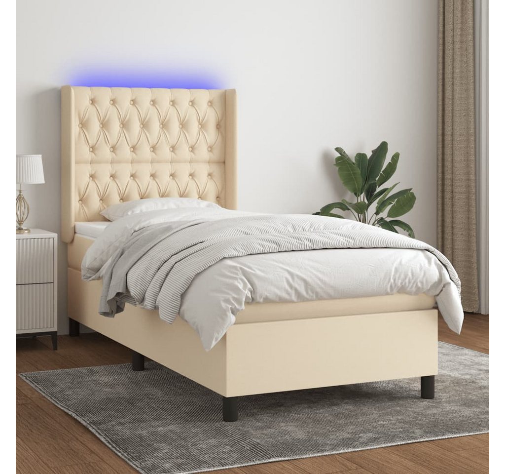 vidaXL Boxspringbett Boxspringbett mit Matratze und LED Stoff (90 x 190 cm, günstig online kaufen