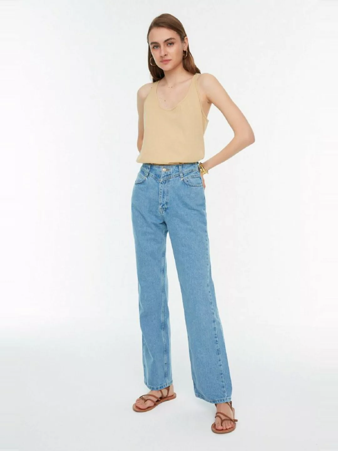 Trendyol Weite Jeans (1-tlg) Plain/ohne Details günstig online kaufen