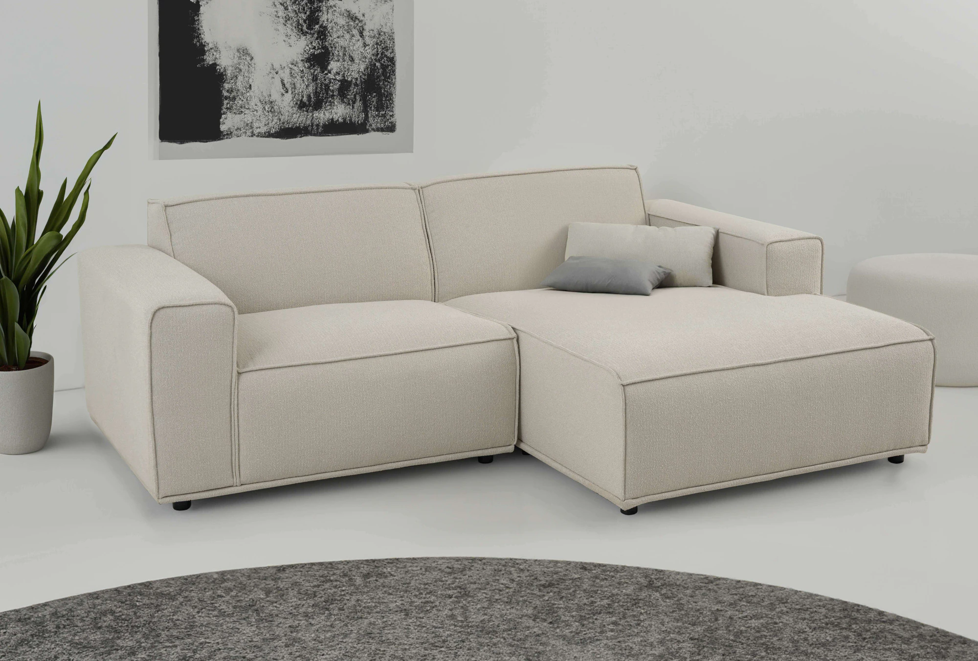Home affaire Ecksofa "Avelin, 228 cm, L-Form, Chenille, Struktur-Boucle", m günstig online kaufen