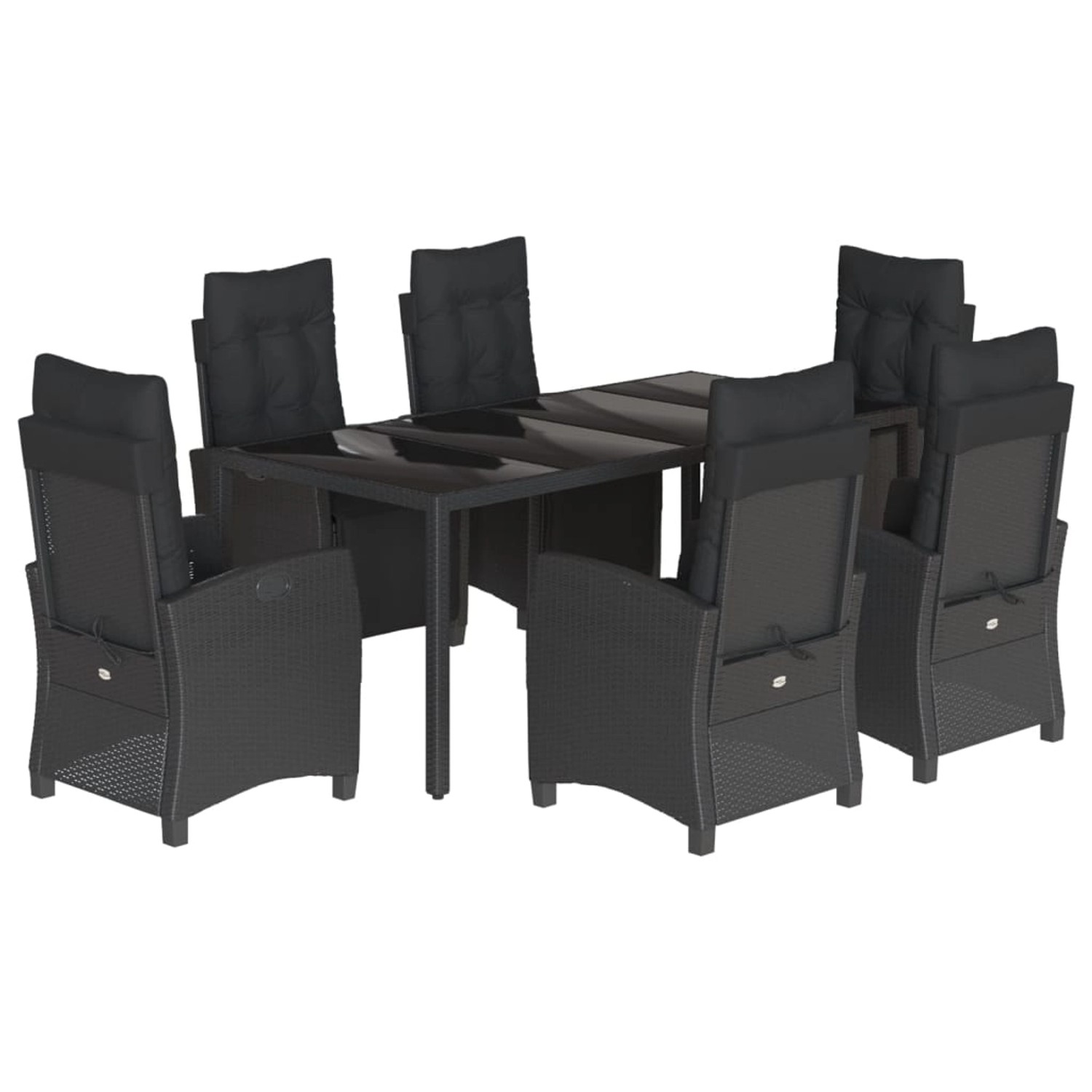 vidaXL 7-Tlg Garten-Essgruppe mit Kissen Schwarz Poly Rattan 3212892 günstig online kaufen