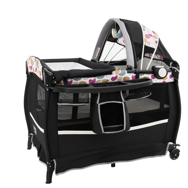 COSTWAY Baby-Reisebett, 4 in 1 Kinder Reisebett, Wickeltisch mit Vordach günstig online kaufen