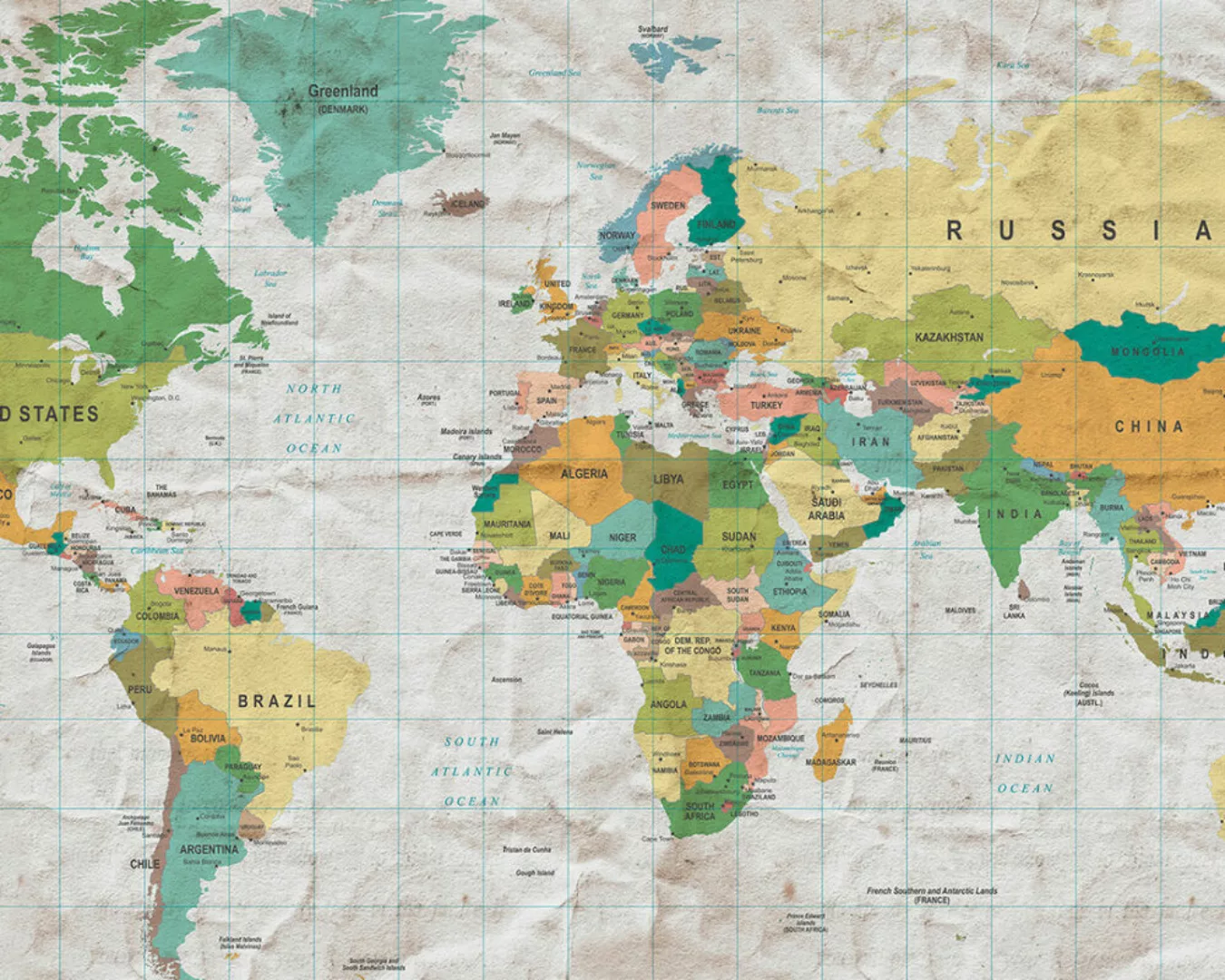 Fototapete "Weltkarte" 4,00x2,50 m / Glattvlies Brillant günstig online kaufen