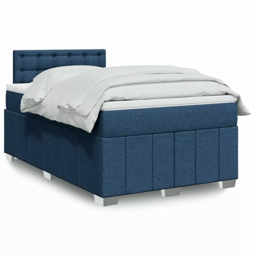 vidaXL Boxspringbett, Boxspringbett mit Matratze Blau 120x190 cm Stoff günstig online kaufen