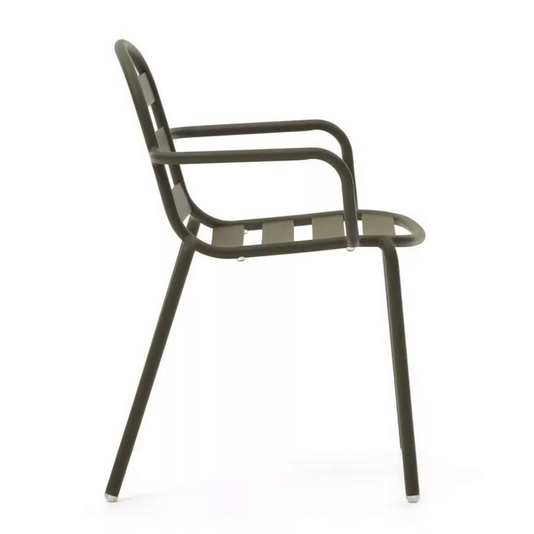 Metall Stuhl Set Aluminium Garten in Graugrün pulverbeschichtet (4er Set) günstig online kaufen