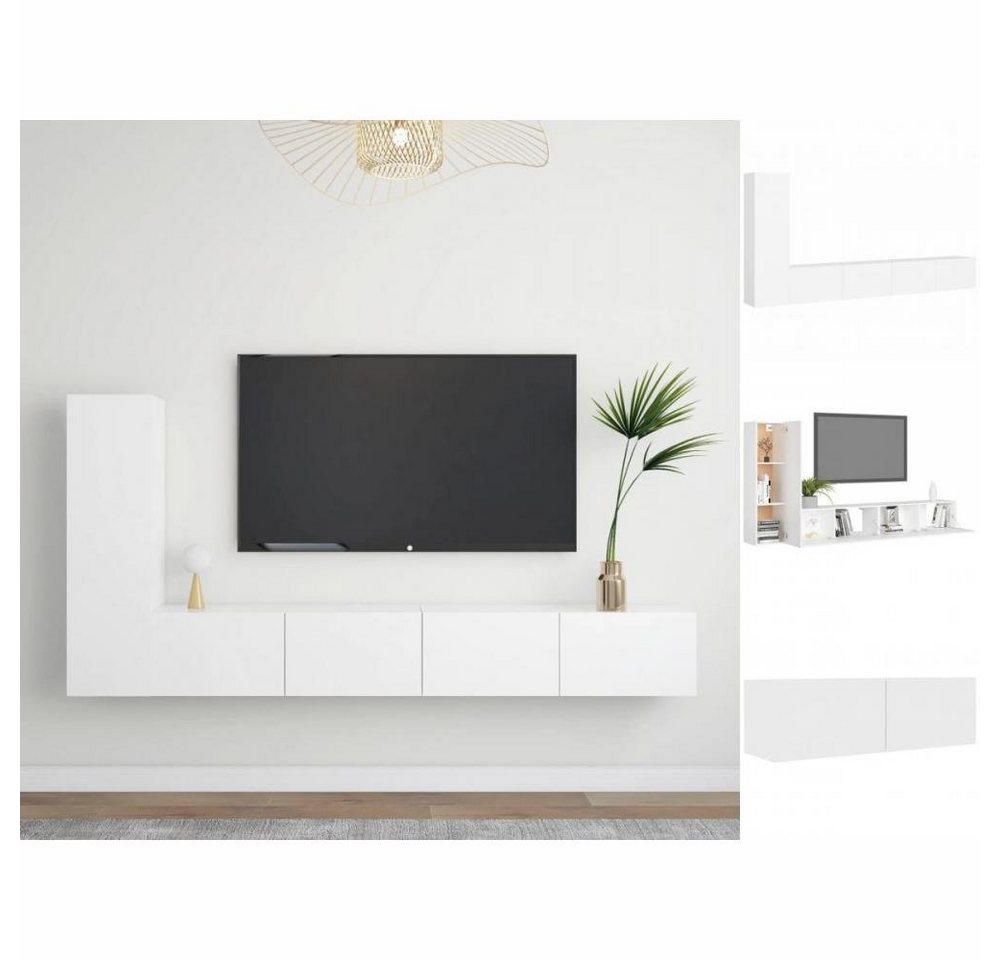 vidaXL TV-Schrank 3-tlg TV-Schrank-Set Weiß Spanplatte günstig online kaufen