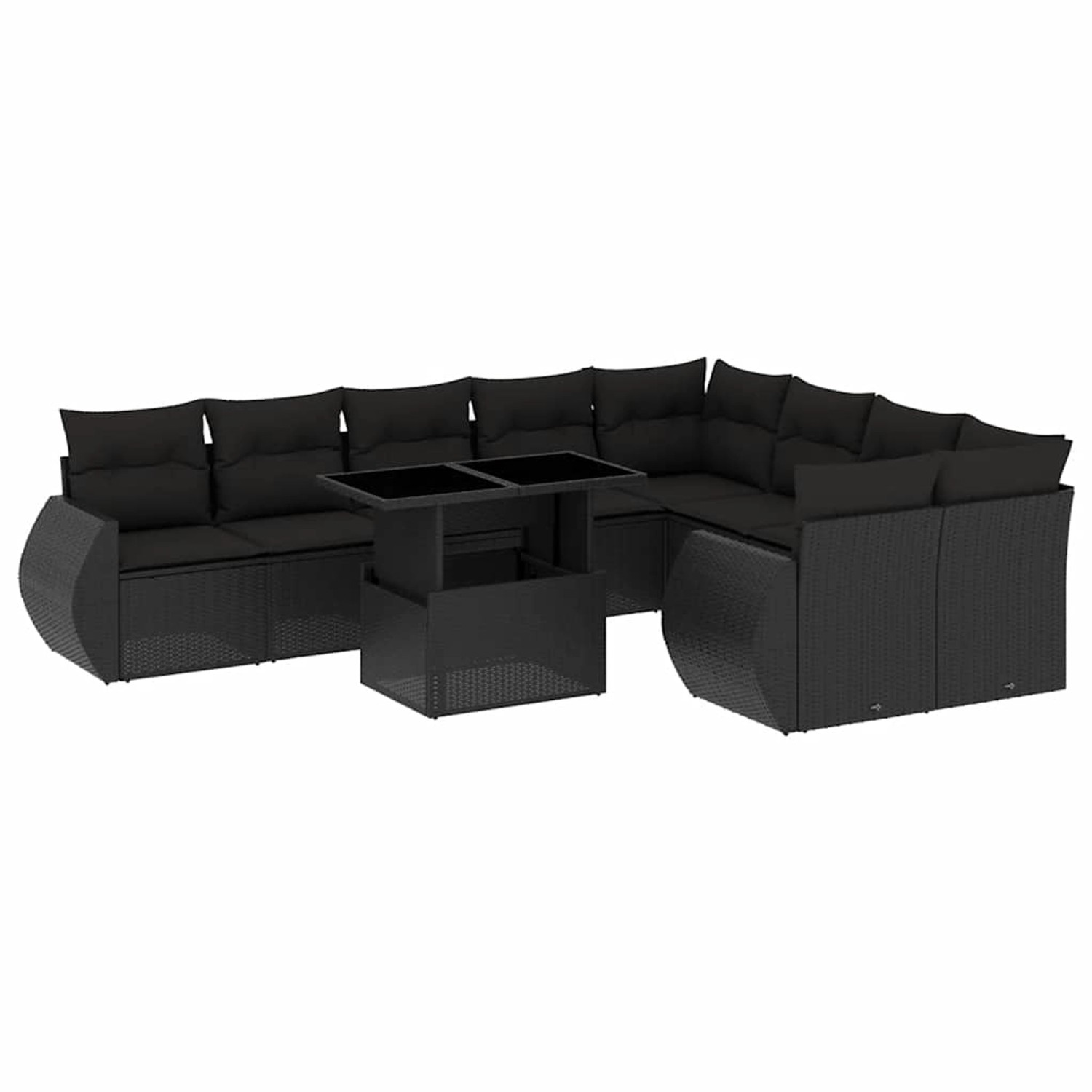 vidaXL 10-Tlg Garten-Sofagarnitur mit Kissen Schwarz Poly Rattan 3268755 günstig online kaufen
