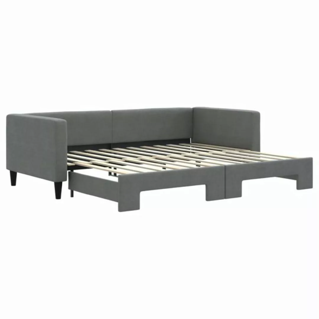 vidaXL Gästebett Tagesbett Ausziehbar Dunkelgrau 90x200 cm Stoff Gästebett günstig online kaufen