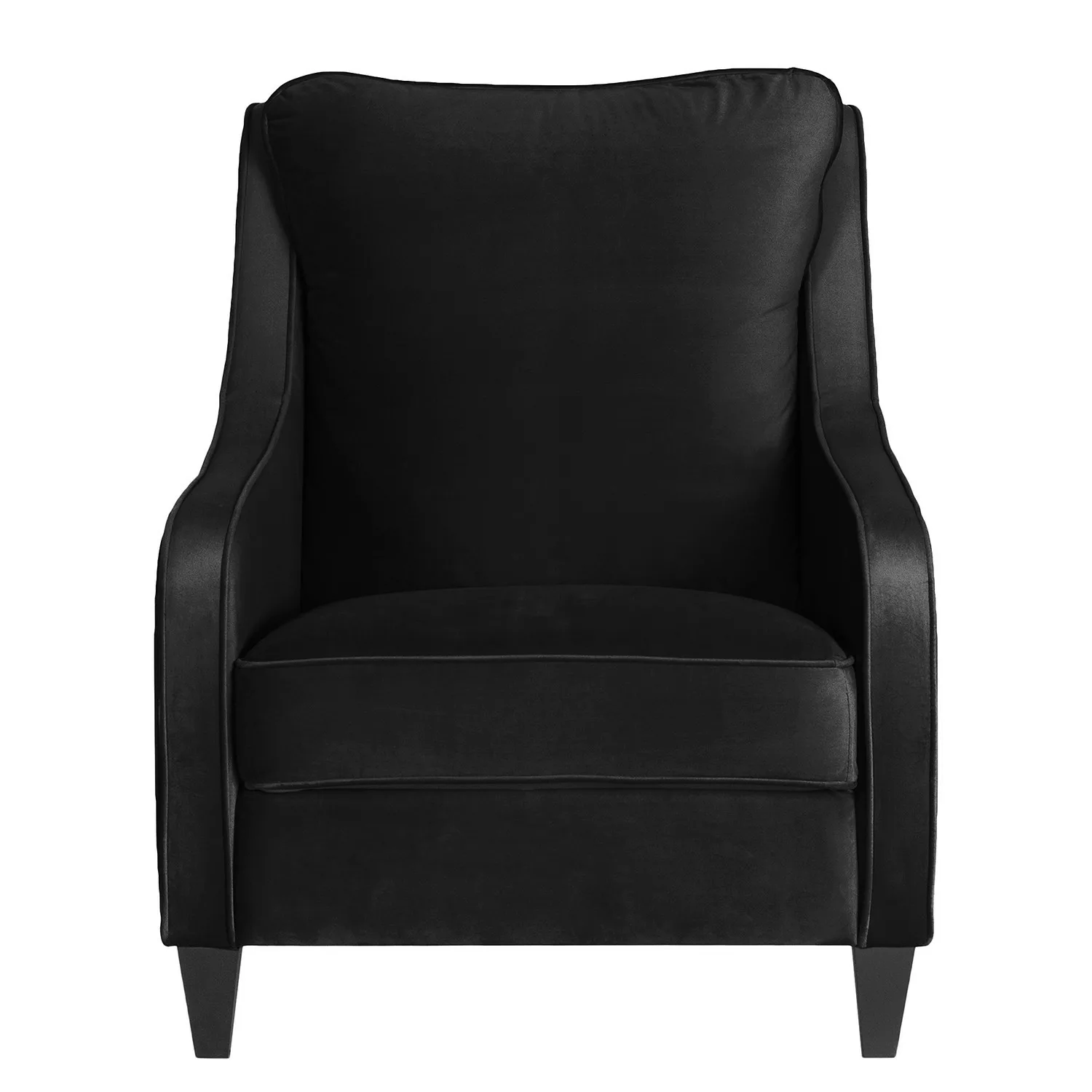 home24 Maison Belfort Sessel Wingen I Schwarz Samt 75x85x94 cm (BxHxT) günstig online kaufen