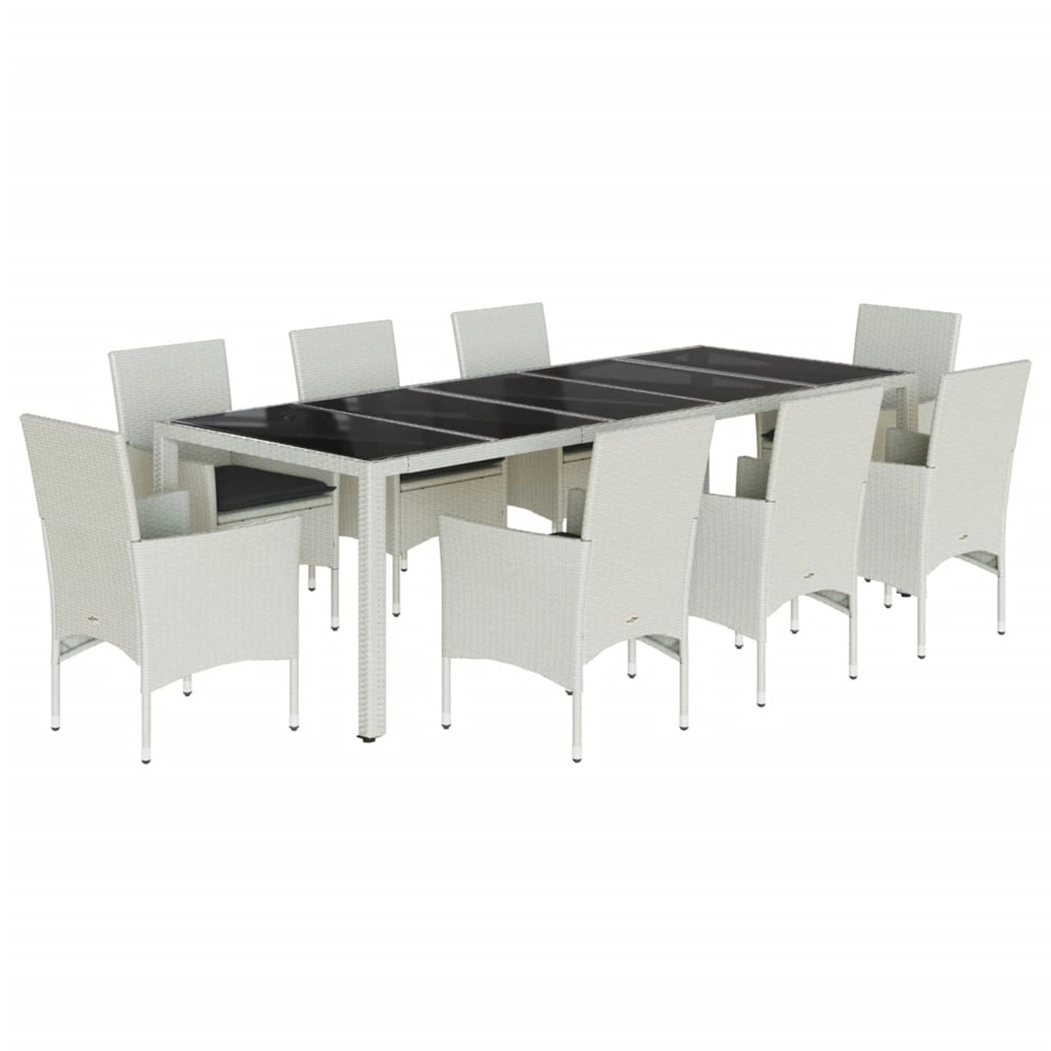 vidaXL 9-Tlg Garten-Essgruppe mit Kissen Weiß Poly Rattan und Glas 3278597 günstig online kaufen