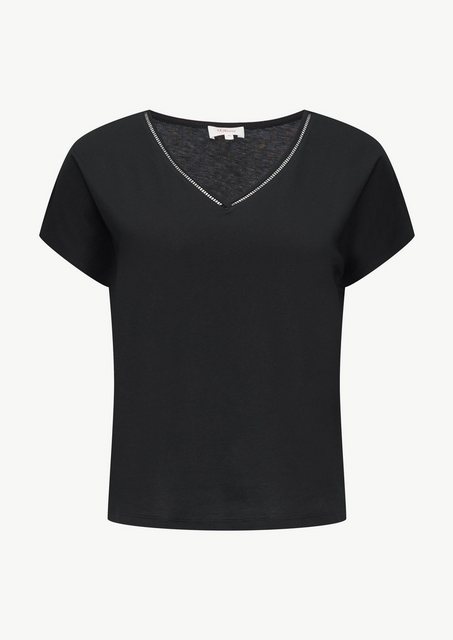 s.Oliver Shirttop T-Shirt im Relaxed Fit mit Stickerei am V-Ausschnitt Spit günstig online kaufen