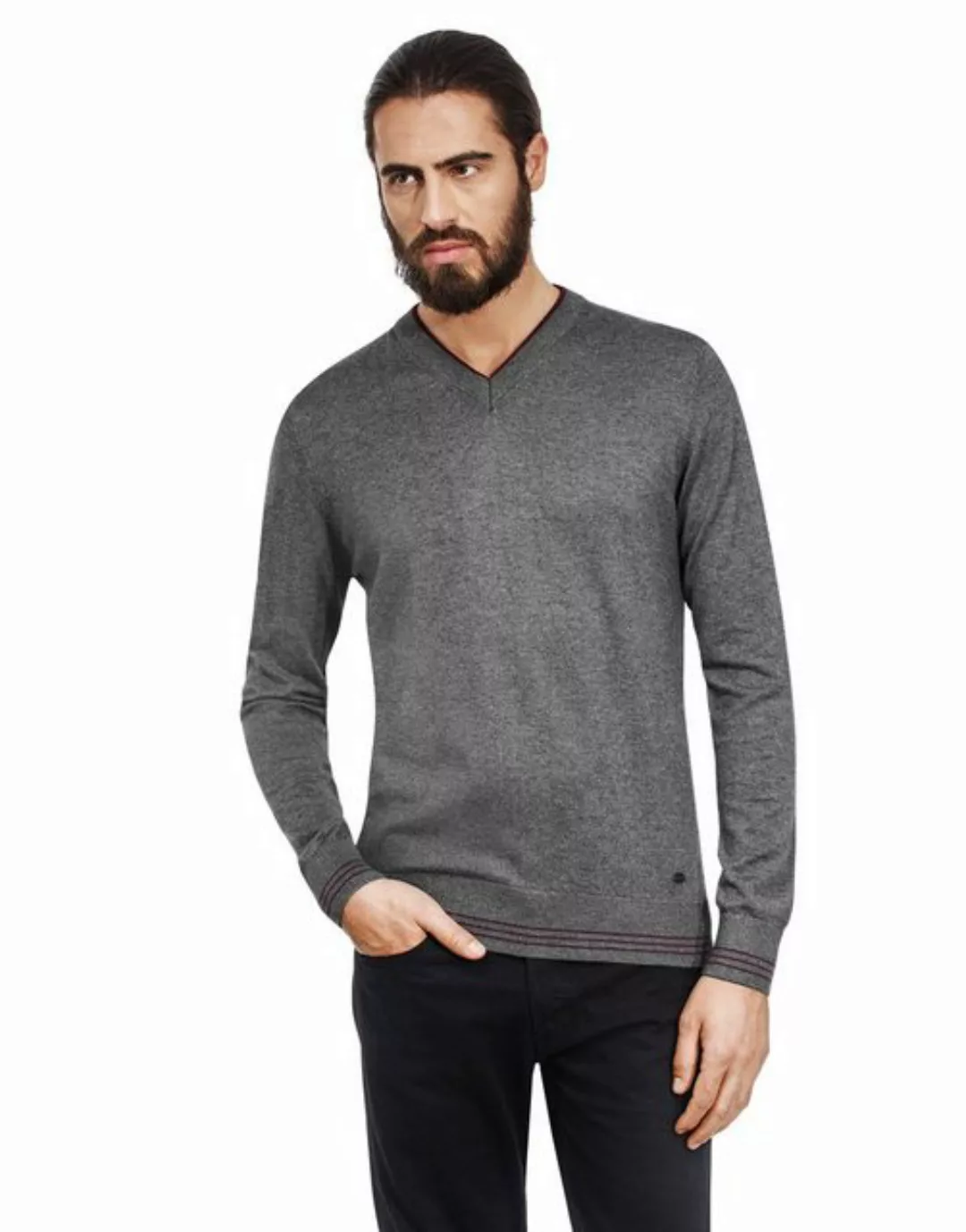 Vincenzo Boretti V-Ausschnitt-Pullover tailliert V Neck günstig online kaufen