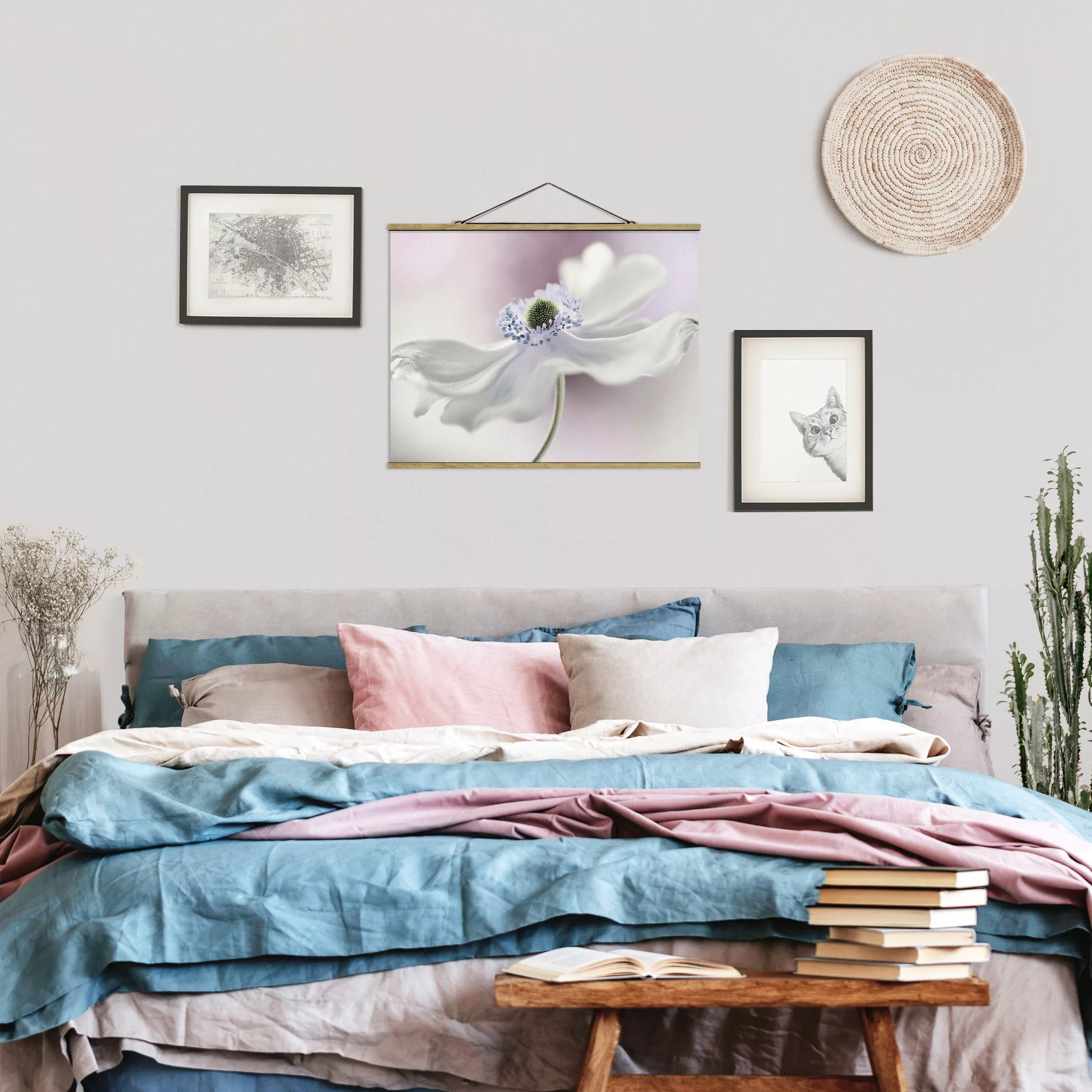 Stoffbild Blumen mit Posterleisten - Querformat Anemonenbrise günstig online kaufen
