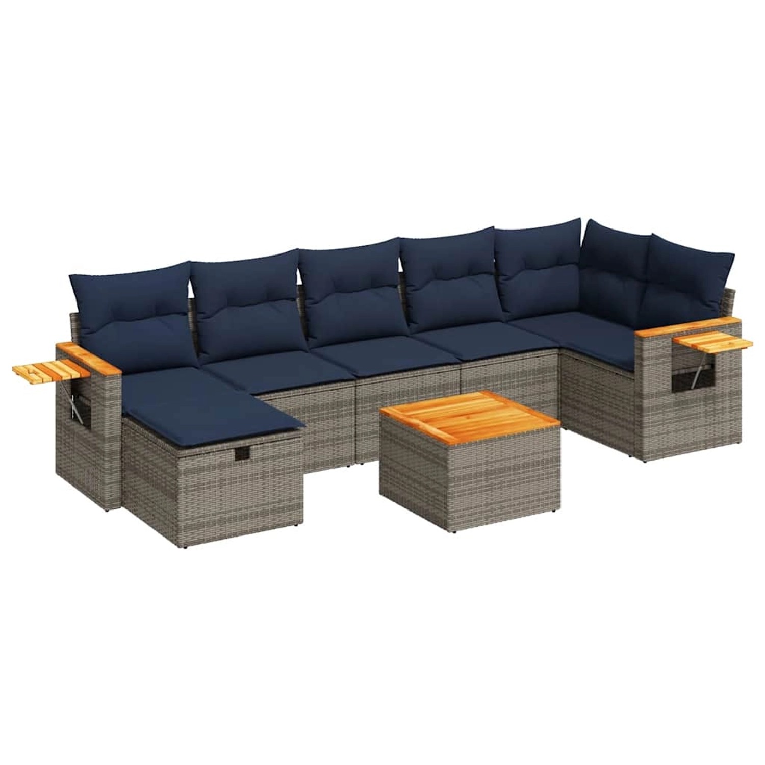 vidaXL 8-Tlg Garten-Sofagarnitur mit Kissen Grau Poly Rattan 3325995 günstig online kaufen