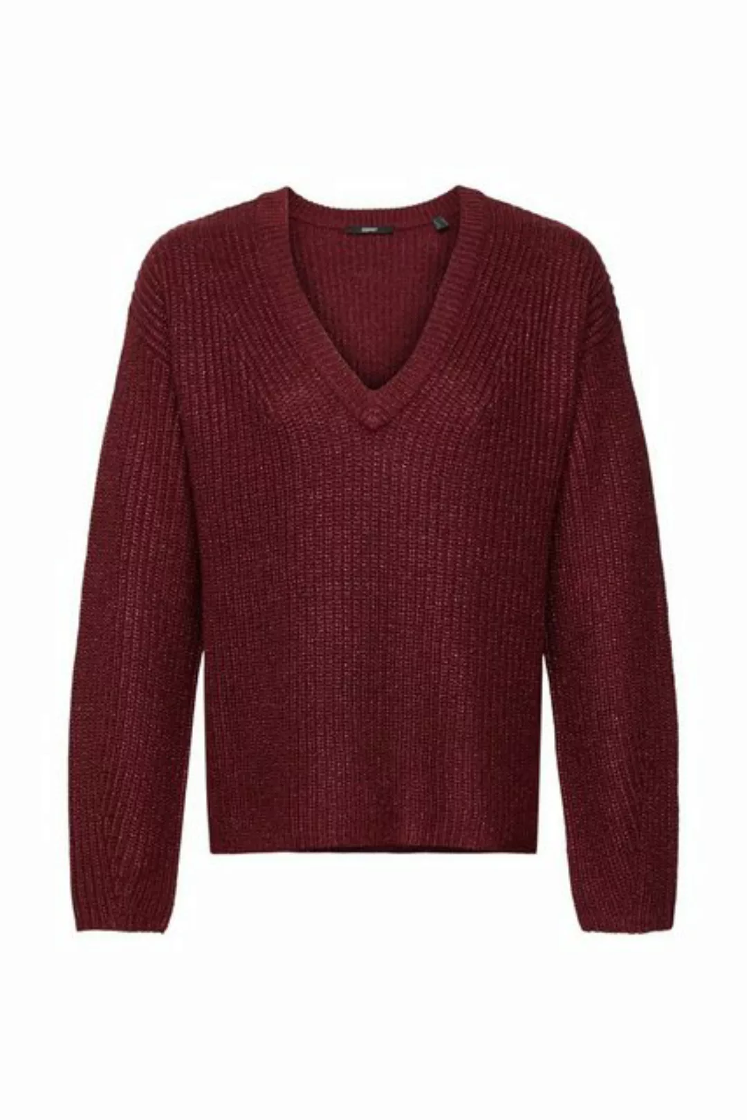 Esprit V-Ausschnitt-Pullover Gerippter -Pullover günstig online kaufen