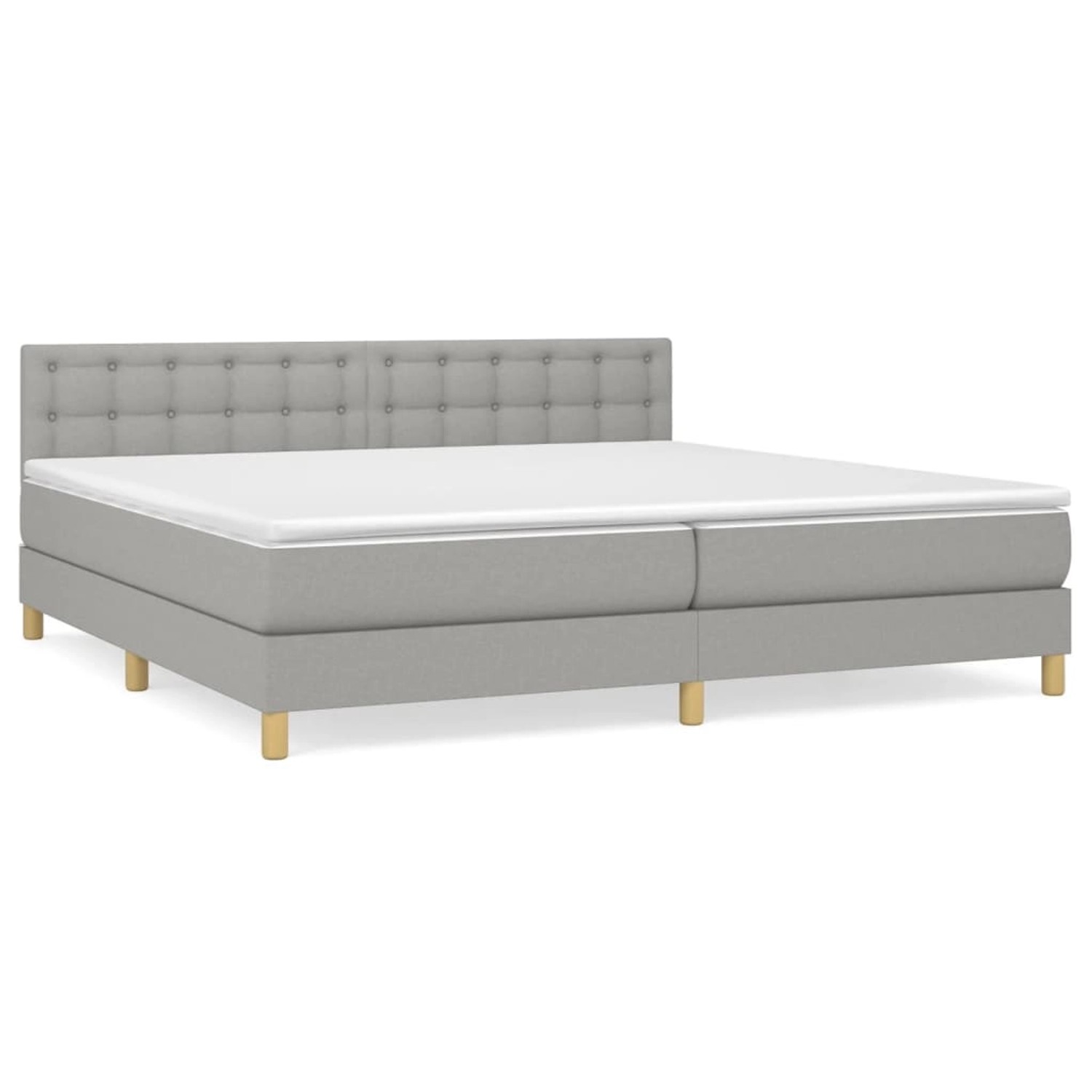 vidaXL Boxspringbett Boxspringbett mit Matratze Hellgrau 200x200 cm Stoff B günstig online kaufen