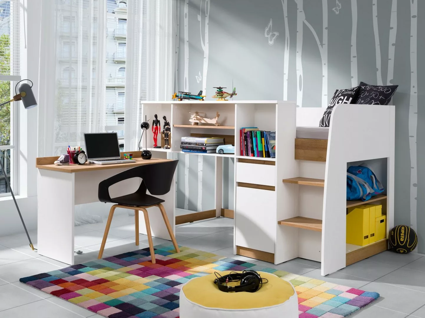 Marmex Möbel Kinderbett SINCO Jugendbett mit Schreibtisch und Treppe, Soft- günstig online kaufen