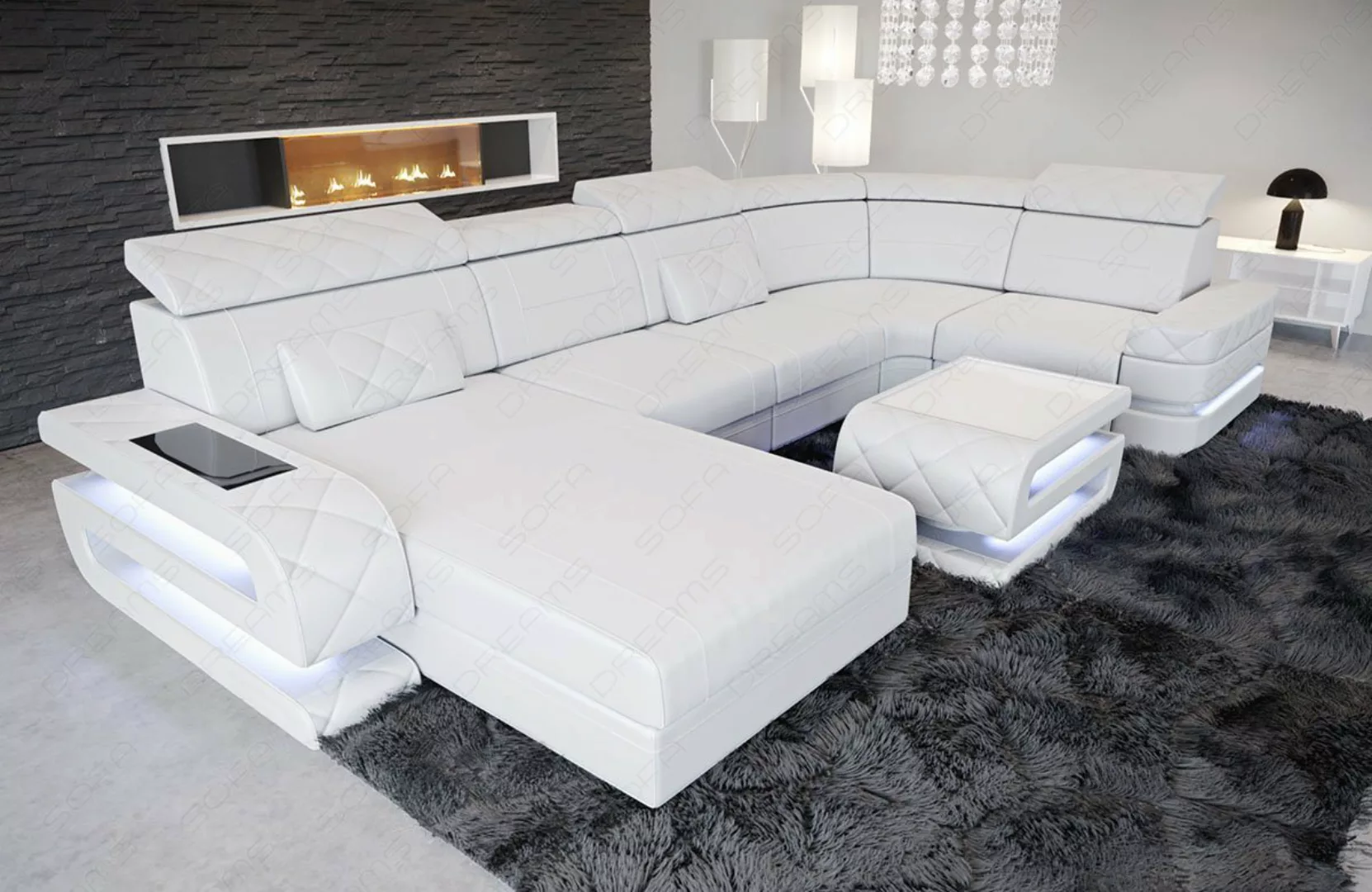 Sofa Dreams Wohnlandschaft Sofa Leder Bologna U Form Ledersofa, Couch, mit günstig online kaufen