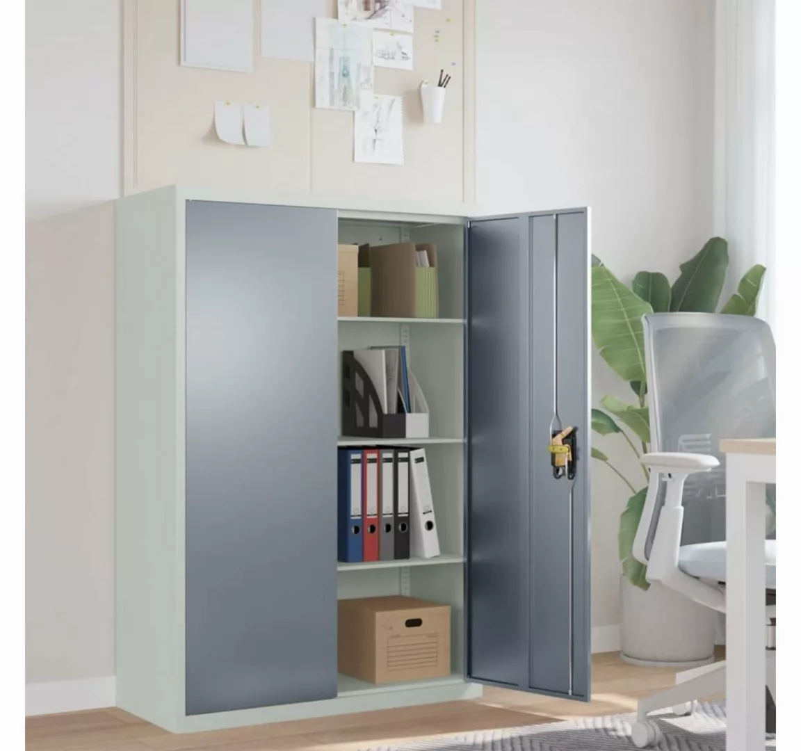 furnicato Aktenschrank Hellgrau und Dunkelgrau 90x40x140 cm Stahl günstig online kaufen