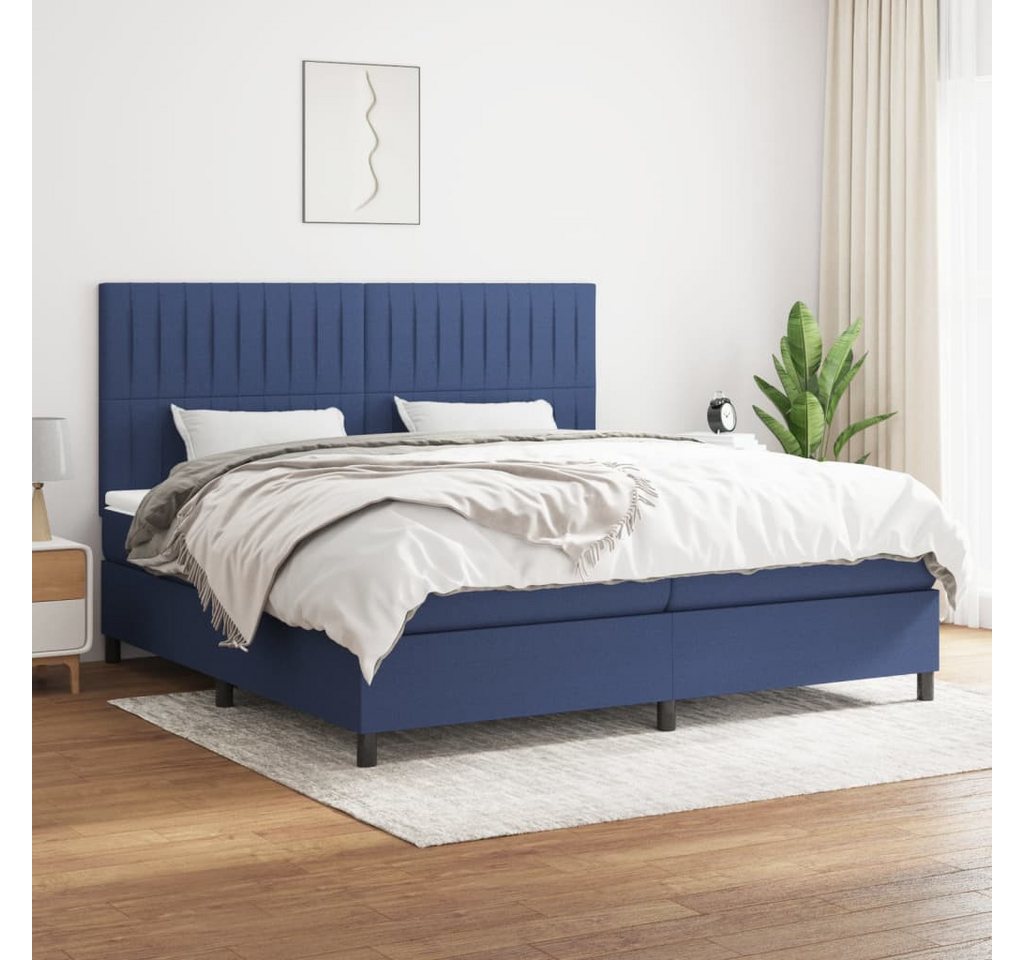 vidaXL Boxspringbett Boxspringbett mit Matratze Blau 200x200 cm Stoff Bett günstig online kaufen