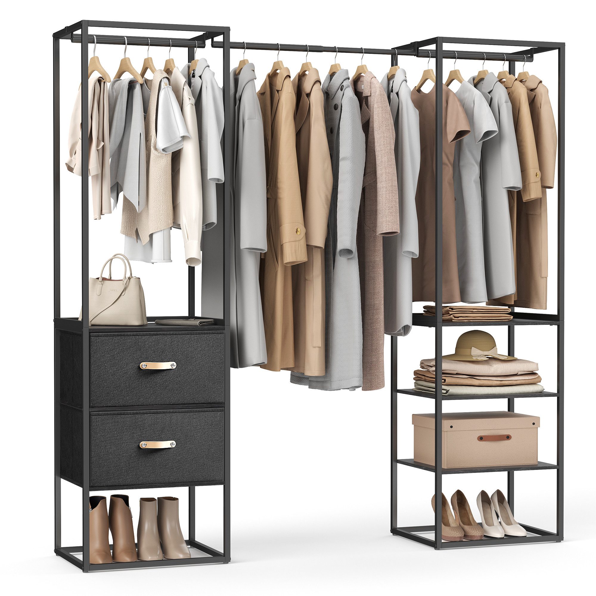 SONGMICS Kleiderschrank Kleiderständer hochbelastbar, 2 Schubladen, günstig online kaufen