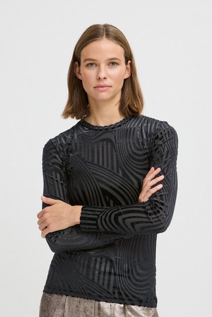 b.young Longsleeve BYSHIRLEY transparentes Langarmshirt mit Samt-Highlights günstig online kaufen