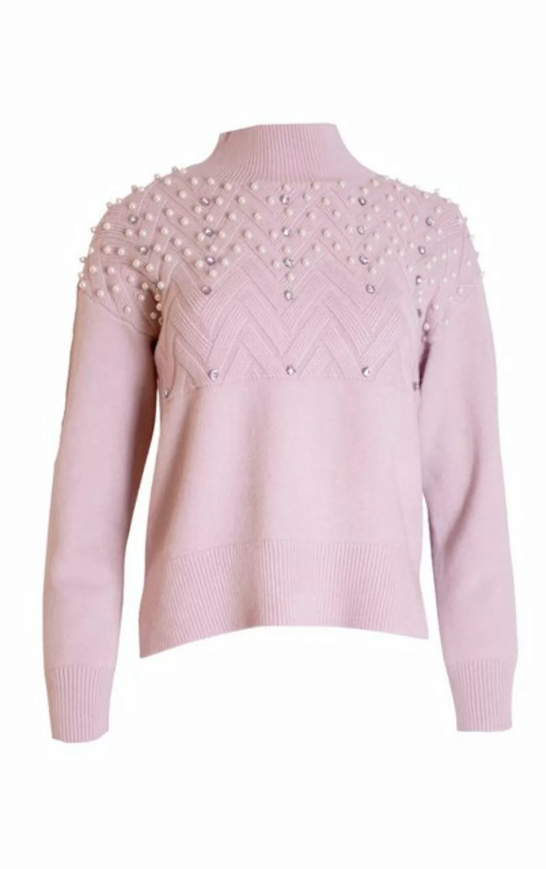 Passioni Strickpullover Pullover im Vokuhila-Stil mit Schmuck-Applikationen günstig online kaufen