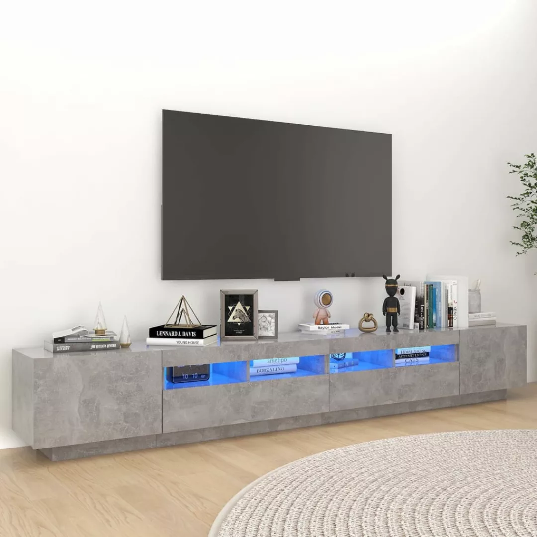 vidaXL TV-Schrank TV-Schrank mit LED-Leuchten Betongrau 260x35x40 cm Lowboa günstig online kaufen