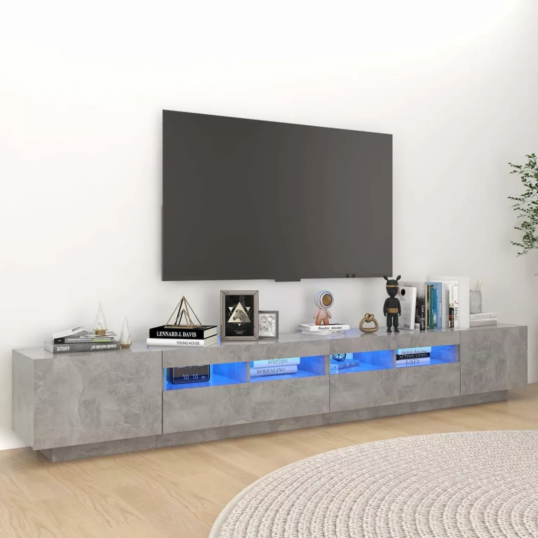 Tv-schrank Mit Led-leuchten Betongrau 260x35x40 Cm günstig online kaufen