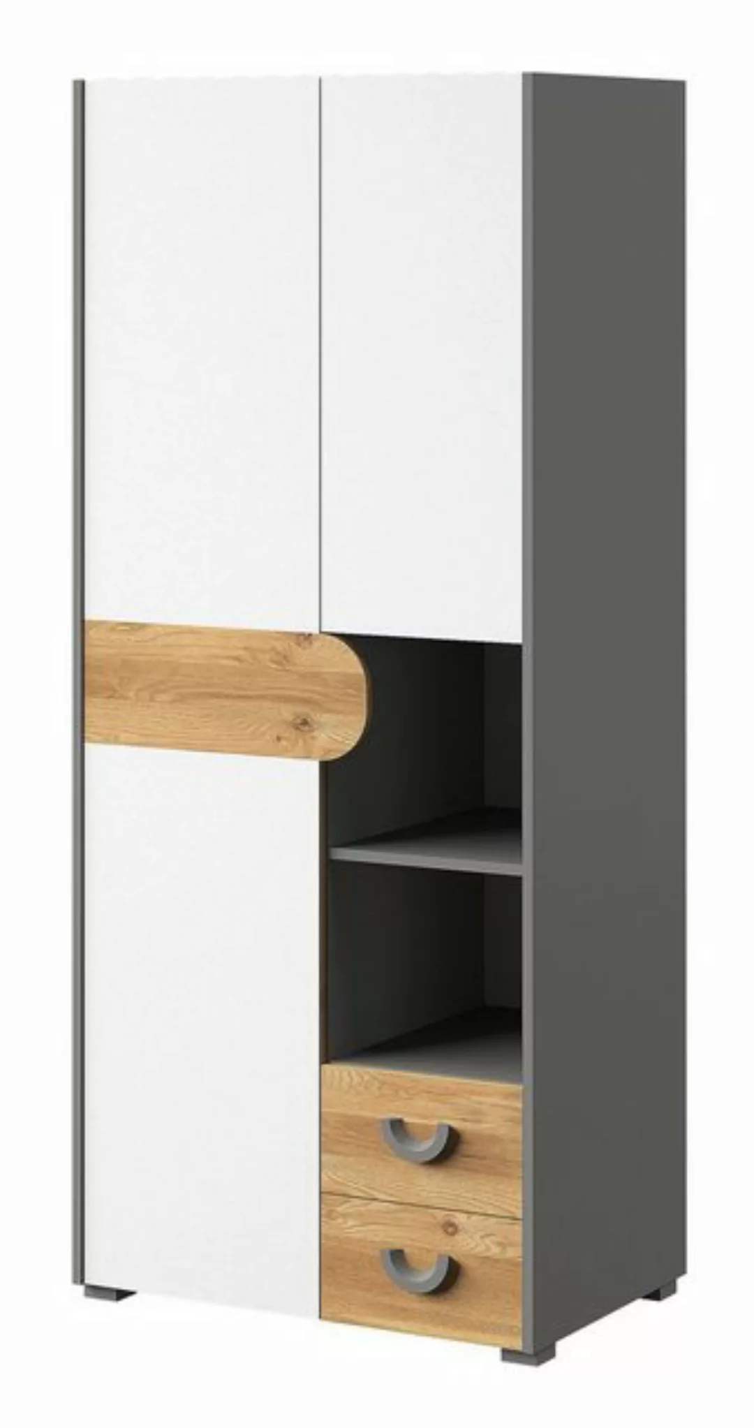 Feldmann-Wohnen Kleiderschrank Carina (1-St) 80x53x189,5cm graphit hell wei günstig online kaufen