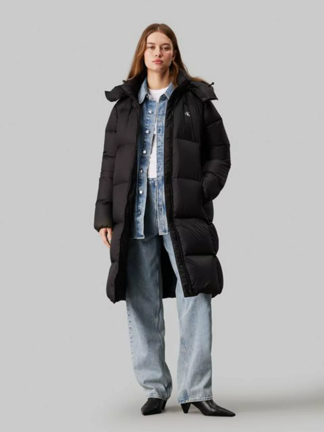 Calvin Klein Jeans Langjacke DOWN LONG PUFFER mit Logodruck günstig online kaufen